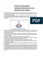 Funciones y Responsabilidades Principales de Los Representantes de Campo