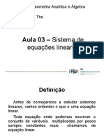 Aula 03 - Sistemas de Equações Lineares