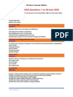 1 To 30 June MCQ Current Affairs