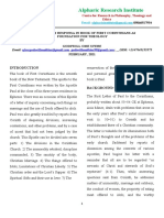 Paul's Responsa in Book of First Corinthians As Foundation For Theology