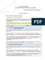 Metodologia Geo Licenciatura - 2023 - Programa Da Disciplina