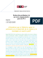 Redacción Preliminar de Un Texto Argumentativo para La PC1 - Semana - 6