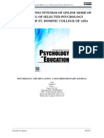 Extent of Effectiveness of Online Mode of Learning of Selected Psychology Students of St. Dominic College of Asia