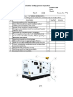 Checklist For Equipment Inspection Diesel Generator