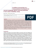 Domain General Auditory Processing As A Conceptual and Measurement Framework For Second Language Speech Learning Aptitude A Test Retest Reliability Study