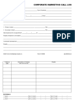 Marketing Corporate Call Log Template in Word