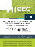 VII Congreso Ecuatoriano de Estudios Sobre La Ciudad. Primer Llamado