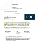 Assignment 7 Memorandum and Business Letter