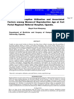 Modern Contraceptive Utilization and Associated Factors Among Women of Reproductive Age at Fort Portal Regional Referral Hospital, Uganda.