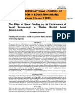 The Effect of Donor Funding On The Performance of Local Government in Wakiso District Local Government.