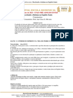 Esboço Da Lição 3 - O Poder Do Espírito Santo Na Vida de Pedro e João - Pré-Adolescentes - Profº Jair César S Oliveira