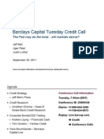 Barclays Capital Tuesday Credit Call 20 September 2011