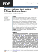 Workplace Well Being The Role of Job Crafting and Autonomy Support