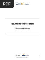 Resumes For Professionals Handout - Updated 22 Sept 2021