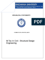 M.Tec in Civil - Structural Design Engineering: Singhania University