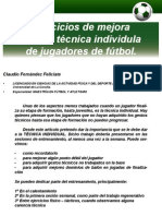 Ejercicios de Mejora para La Técnica Individual de Los Jugadores de Fútbol.