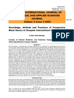 Knowledge, Attitude and Practices of Prospective Blood Donors at Kampala International University