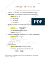 Motion in A Straight Line Formulas