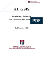 (Fall 2023) Admission Schedule and Information For International Students