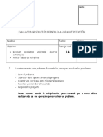 Evaluación Resolución de Problemas de Multiplicación