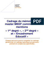 Cadrage Memoire Master MEEF