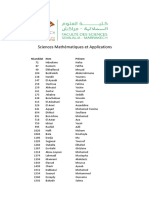 Sciences Mathématiques Et Applications: Ncandidat Nom Prénom