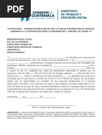 Formulario - Presentación Plan de Sso o Plan de Prevención de Riesgos Laborales y La Estrategia para La Prevención y Control de Covid-19