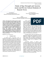 A Comparative Study of Ego Strength and Anxiety Between Government and Private School Students of Ranchi Town