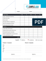 Daily Progress Report Card Template