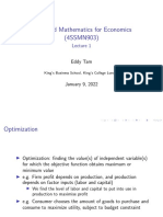 Lecture 1 Introduction To Optimization in Economics