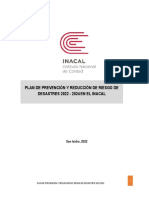 Plan de Prevencion y Reduccion de Riesgo de Desastres 2022-2024 en El INACAL