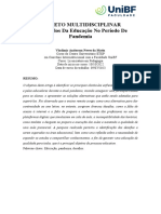 Projeto Multidisciplinar Pedagogia UNIBF Desafios Da Educação em Tempos de Pandemia