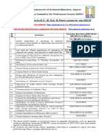 Tentative Key Dates For M. E. / M. Tech./ M. Pharm. Courses For Year 2023-24