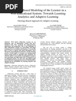 Ontology-Based Modeling of The Learner in A Web Educational System: Towards Learning Analytics and Adaptive Learning