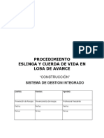 PROCEDIMIENTO PTS ESLINGA Y CUERDA DE VIDAs en El Trabajo