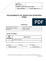 Procedimiento Inspeccion A MATERIA PRIMA MODIFICADO 04 ENERO 19