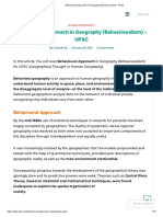 Behavioural Approach in Geography (Behaviouralism) - UPSC