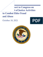 Annual Report To Congress On Department of Justice Activities To Combat Elder Fraud and Abuse