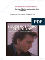 ¿Quién Nos Robó El Futuro de Los Estudios Culturales A Mark Fisher