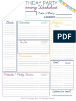 Birthday Party Planning Worksheet