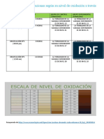 Cuadro de Observaciones Según Su Nível de Oxidación A Través de Una Escala