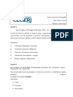 Lista de Exercícios Relevo e Clima