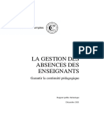 Rapport Gestion Absences Enseignants