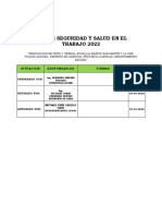 Plan - Seguridad Salud en El Trabajo - Septiembre-2022