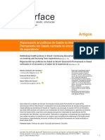 Repensando As Políticas de Saúde No Brasil Educação Permanente em Saúde Centrada No Encontro e No Saber Da Experiência