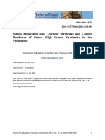 School Motivation and Learning Strategies and College Readiness of Senior High School Graduates in The Philippines