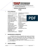 Costos Y Presupuestos: Sílabo I. Datos Generales