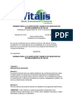 Normas para La Clasificación y Manejo de Desechos en Establecimientos de Salud