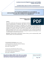 Efficiency of Small Business As A Factor of Development of The Competitive Environment of The National Economy of Uzbekistan