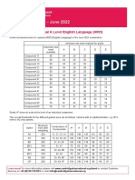 Cambridge International As and A Level English Language 9093 Grade Threshold Table June 2022